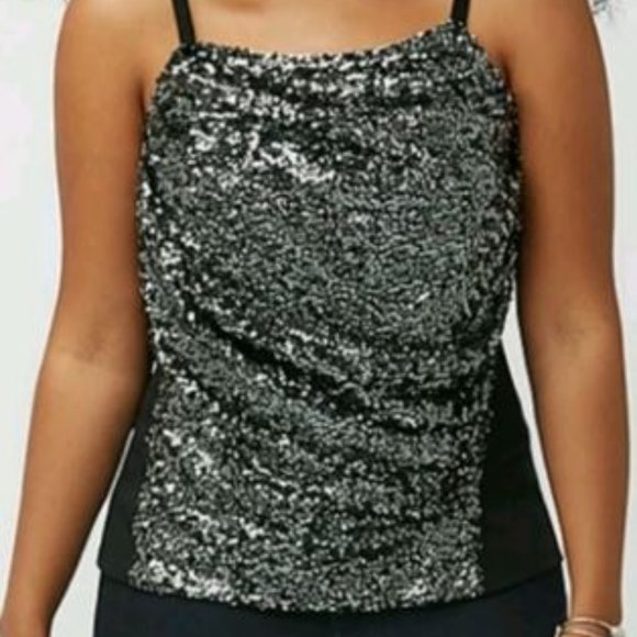Lane Bryant Tops - LANE BRYANT SEQUIN SPAGHETTI STRAP TOP 28W
